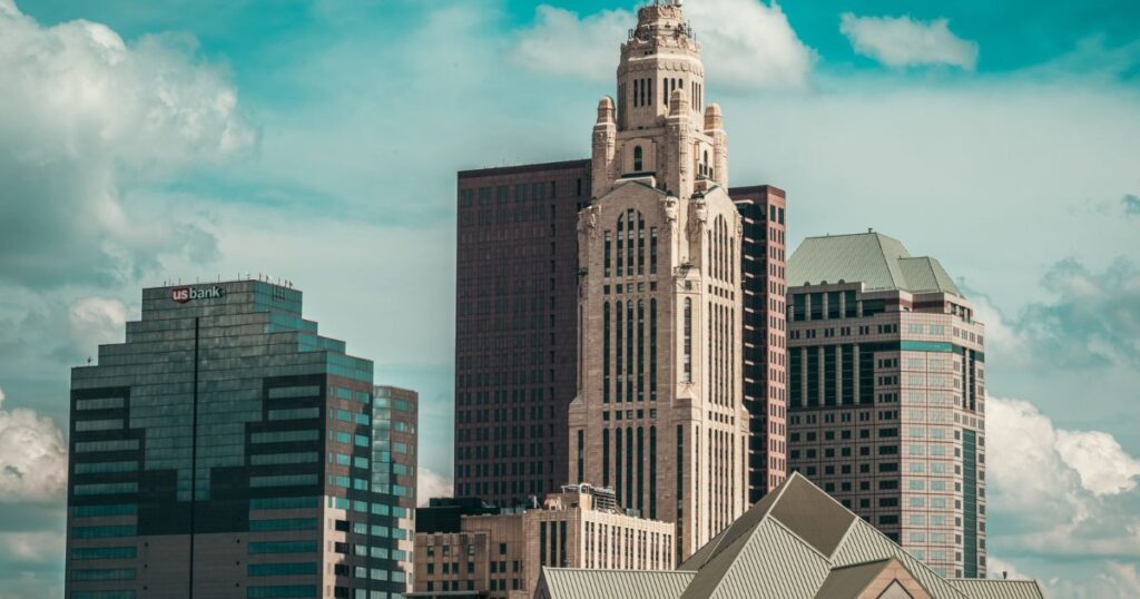 Downtown Columbus, Ohio, skyline with the LeVeque Tower.