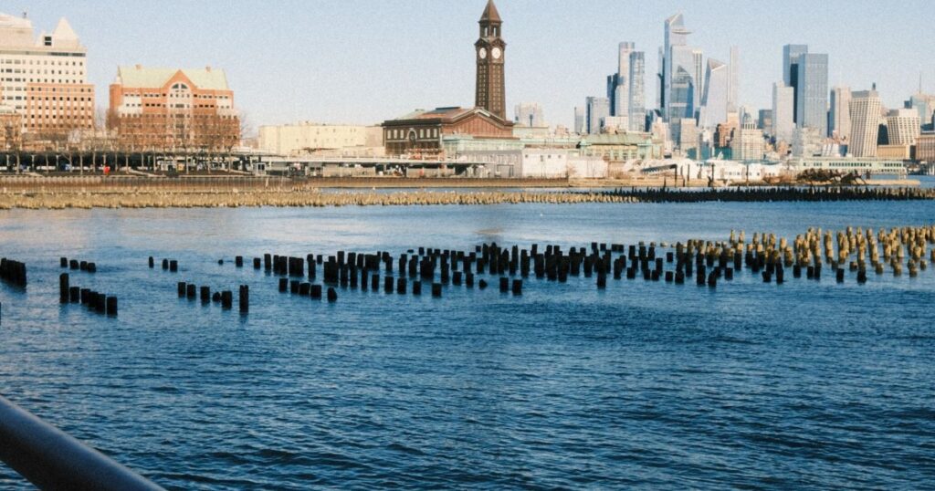 Hoboken, New Jersey, with the New York City skyline across the Hudson River.