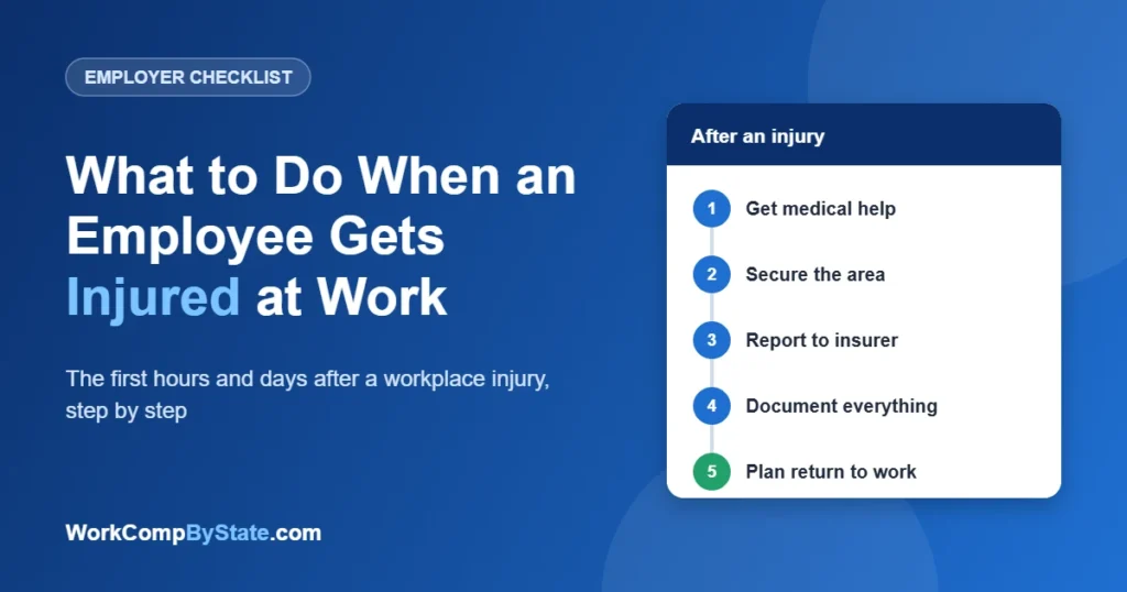 What to Do When an Employee Gets Injured at Work: The first hours and days after a workplace injury, step by step.