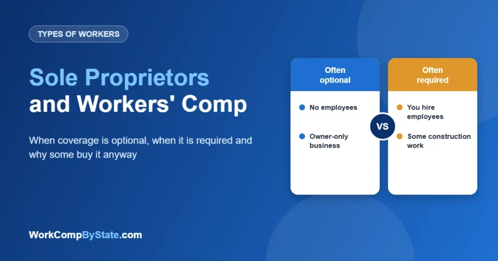 Sole Proprietors and Workers' Comp: When coverage is optional, when it is required and why some buy it anyway.