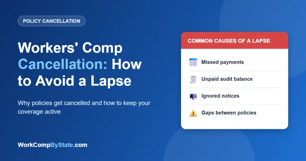 Workers' Comp Cancellation: How to Avoid a Lapse: Why policies get cancelled and how to keep your coverage active.