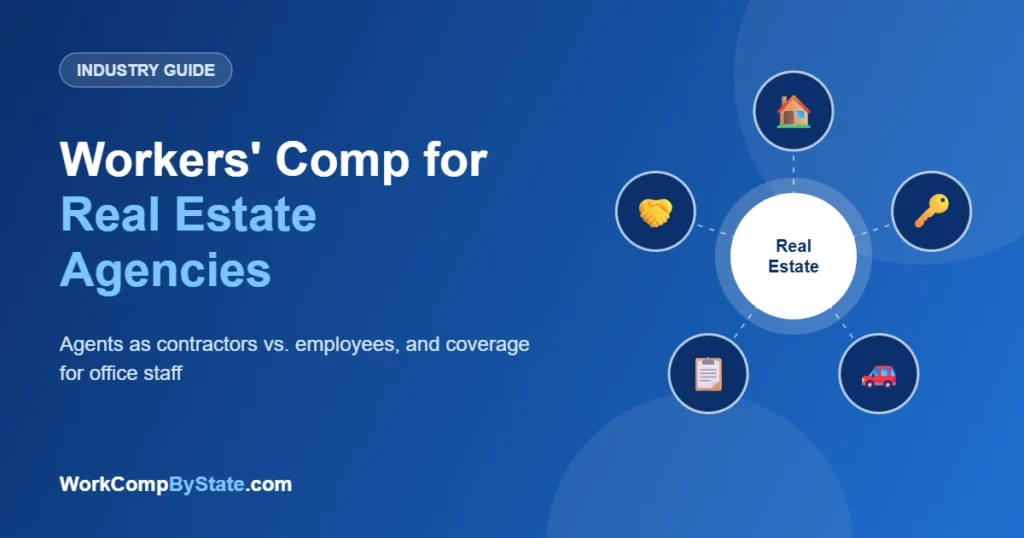 Workers' Comp for Real Estate Agencies: Agents as contractors vs. employees, and coverage for office staff.