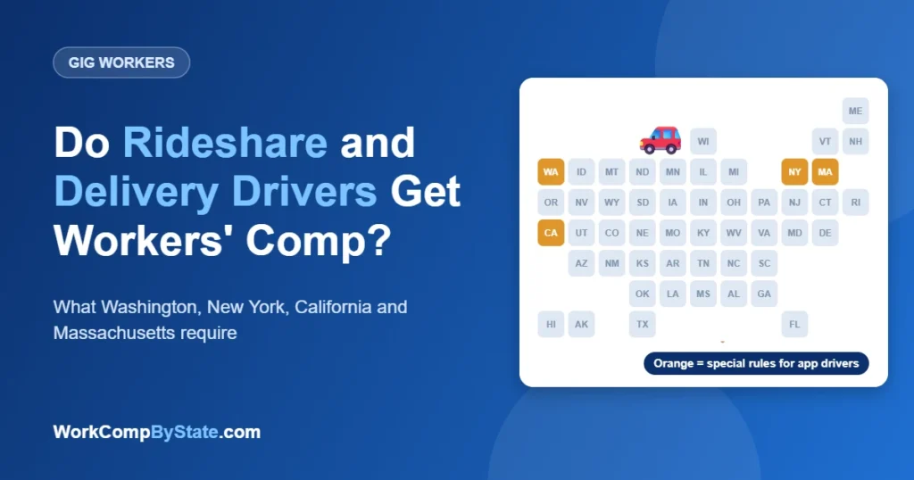 Do Rideshare and Delivery Drivers Get Workers' Comp?: What Washington, New York, California and Massachusetts require.